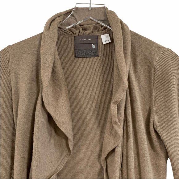 Anthropologie Guinevere Size S Hiking Ruffles Cashmere Blend Cardigan Open Front - Picture 2 of 8